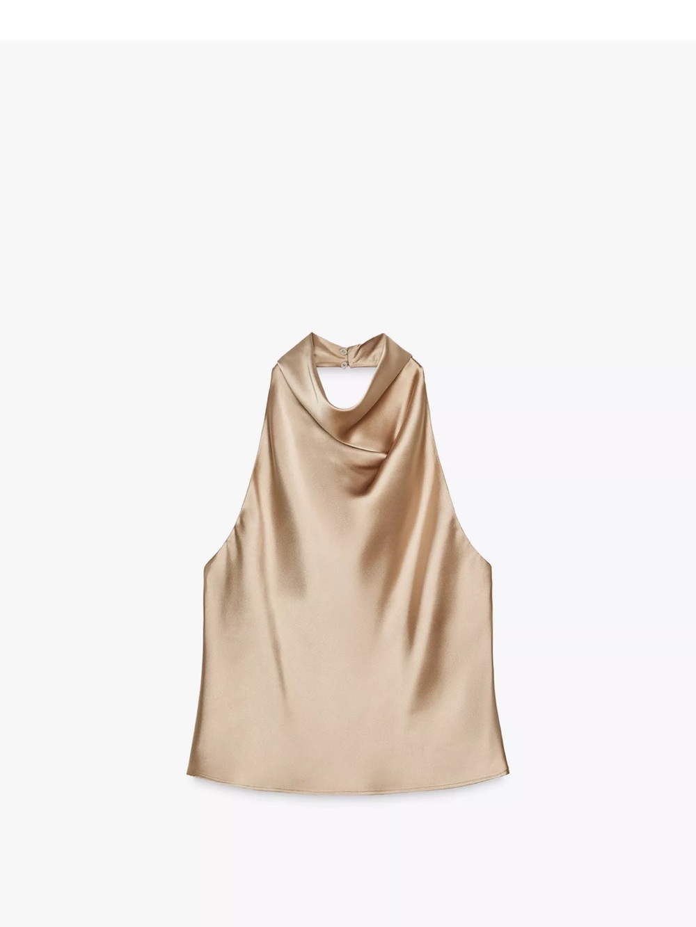 NWT Zara Satin effect Cowl Neck Sleeveless Top - champagne